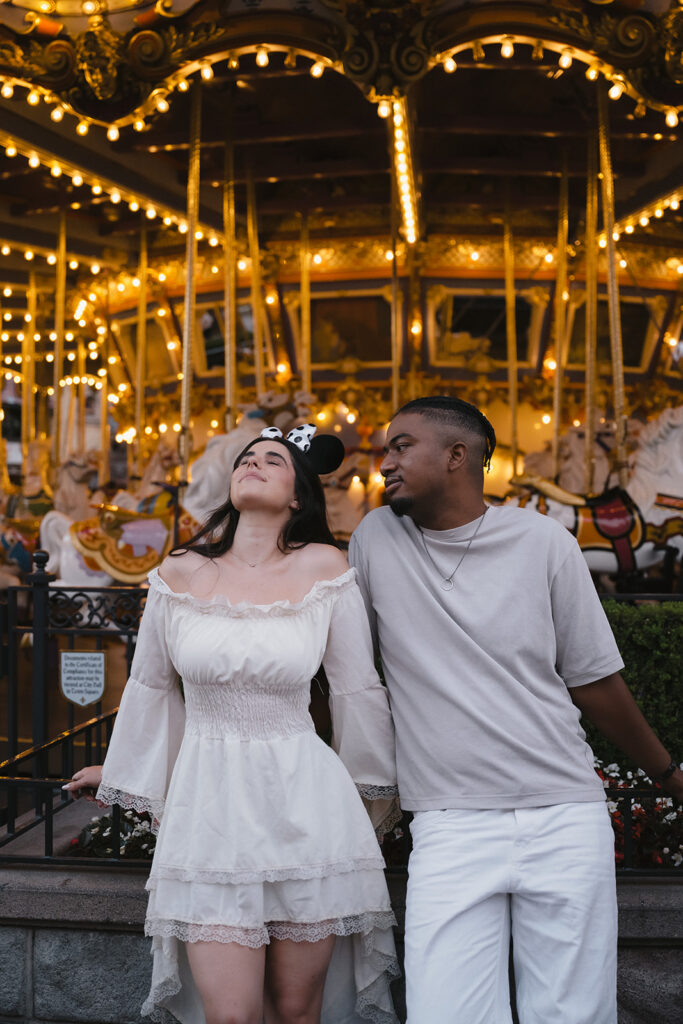 couple having fun at disneyland 