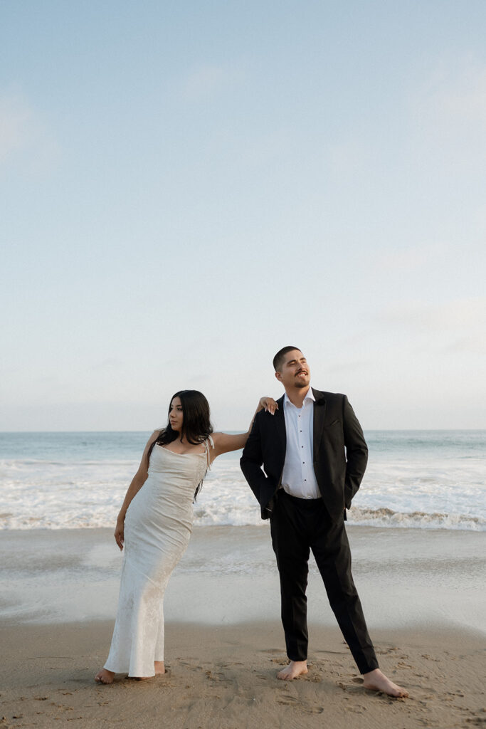 newly married couple at laguna beach 