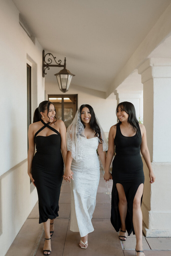 bride and her bridesmaids after the ceremony 