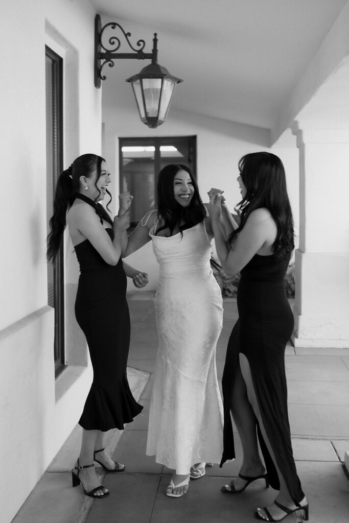 bride and her friends after the ceremony 