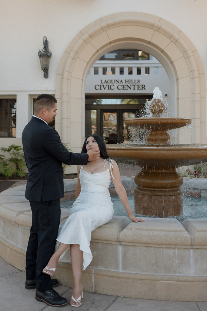 picture of the groom looking at the bride 