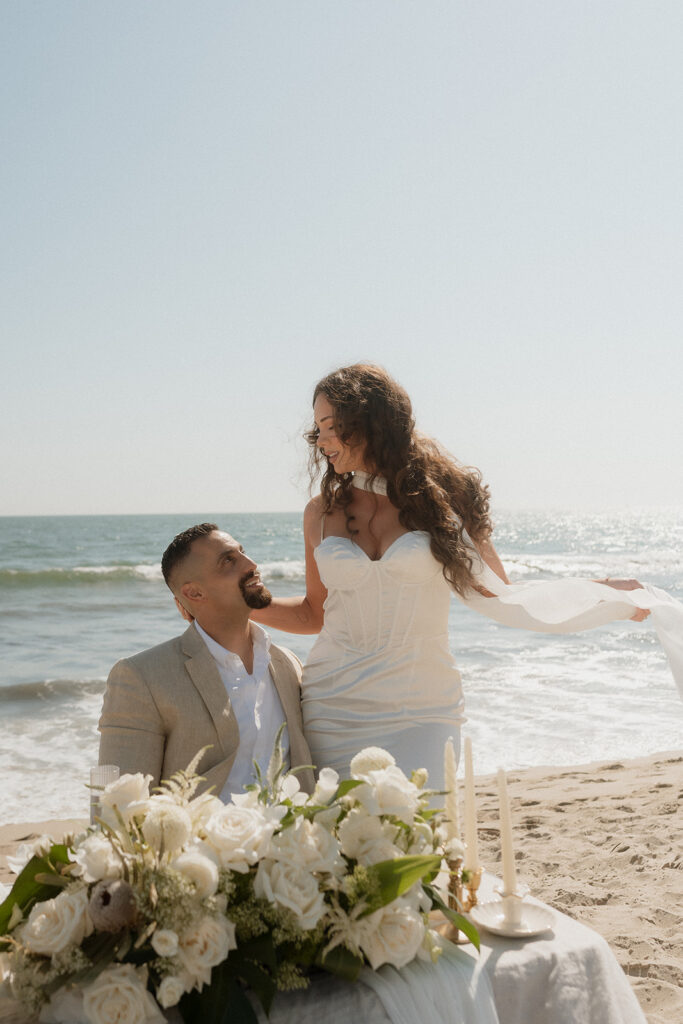 cute couple looking at each other during their elopement 