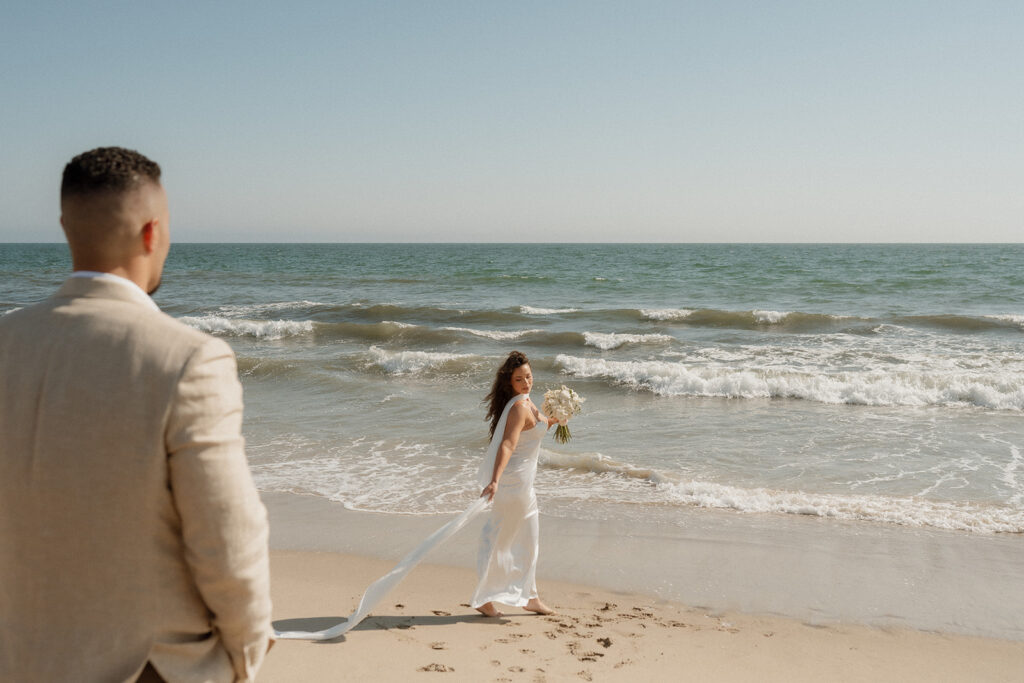 couple walking around malibu