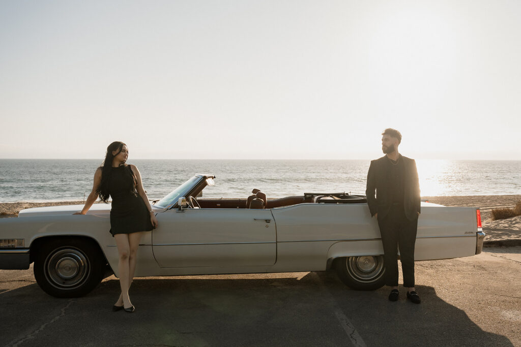 cute couple at their beach engagement session