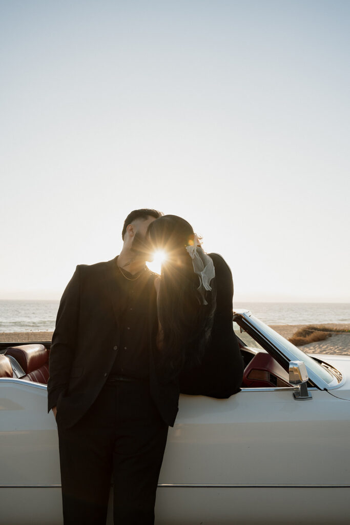 golden hour beach engagement session