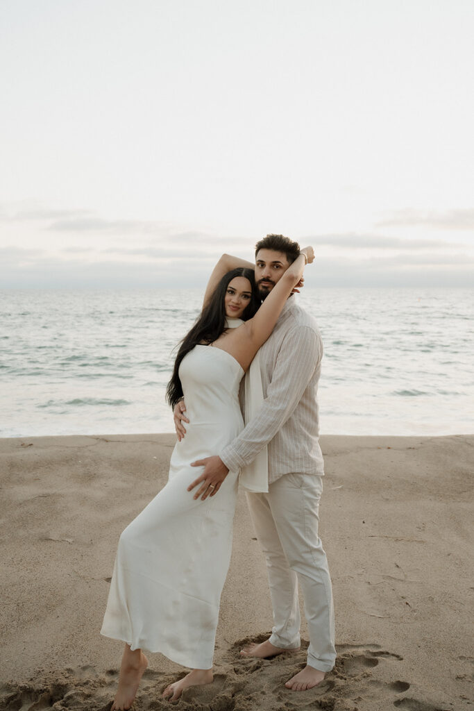 couple hugging during their beautiful engagement session