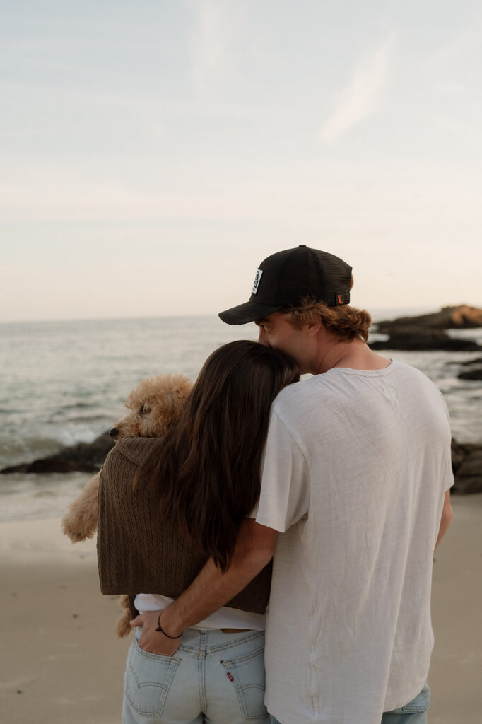 cute couple hugging during their photoshoot