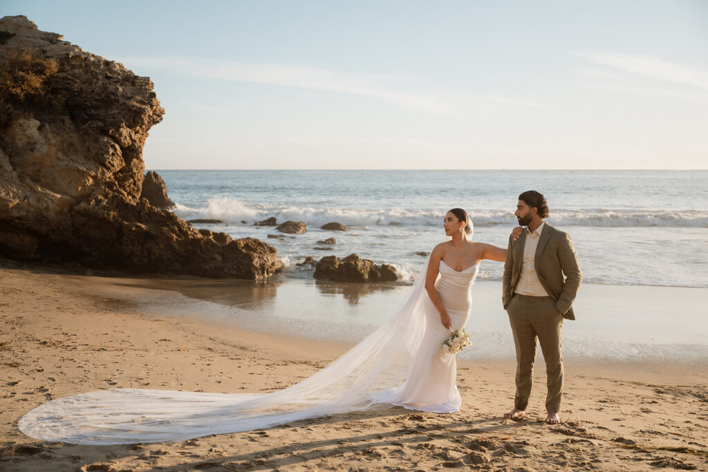 bride and groom at their dream photoshoot in newport beach 