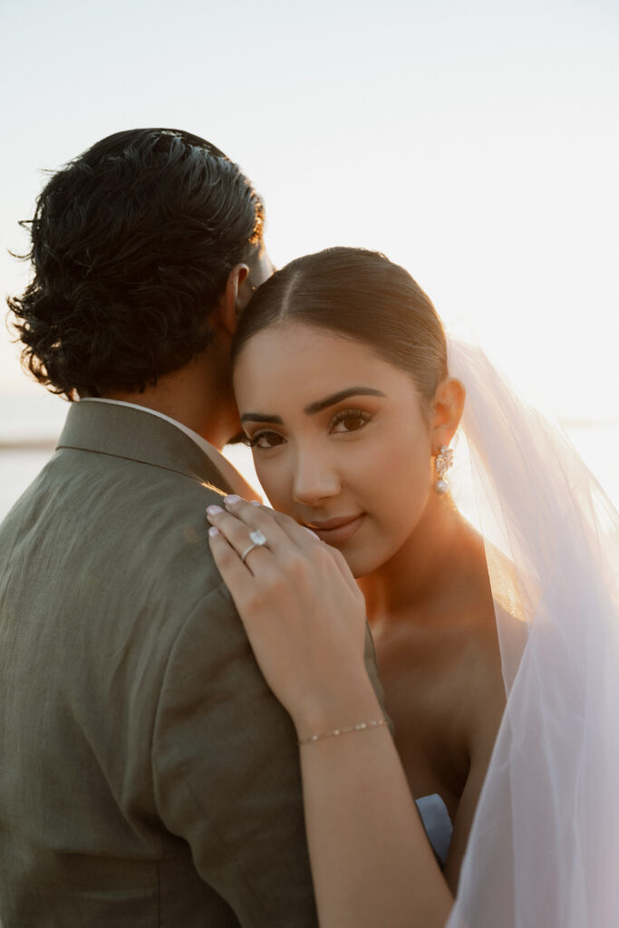 cute picture of the bride looking at the camera