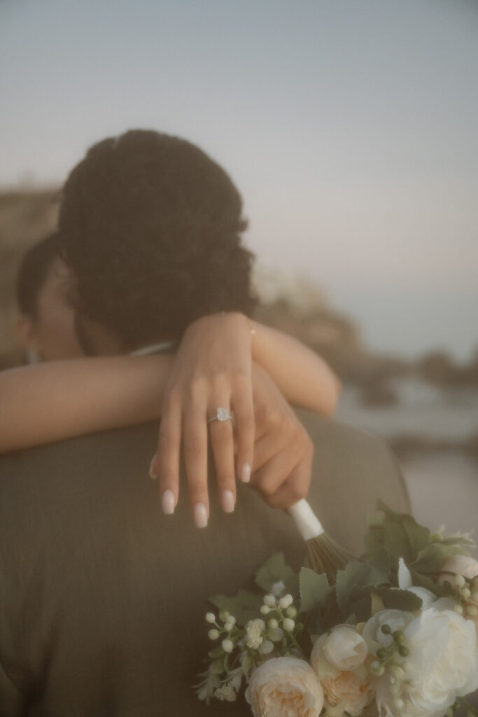 closeup of the engagement ring 