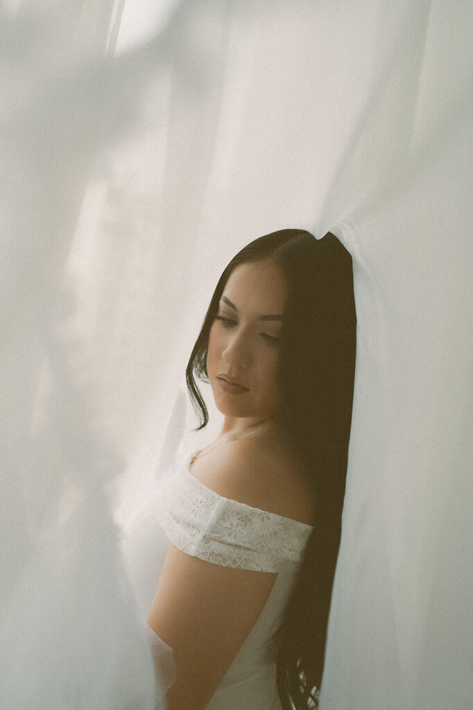 bride at her dream bridal boudoir photoshoot 
