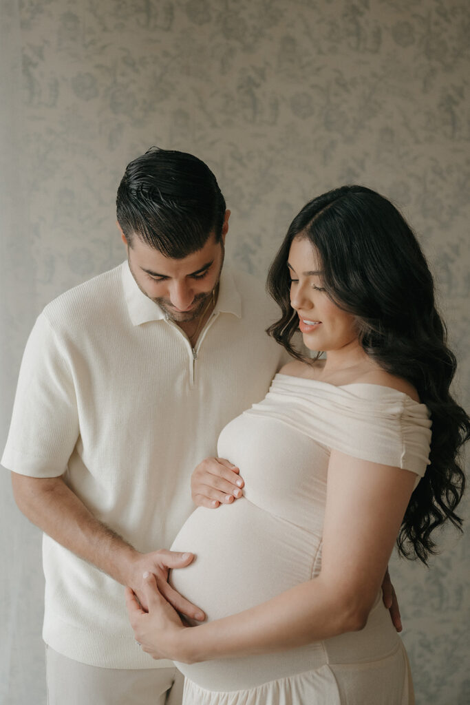 cute couple at their elegant studio photoshoot