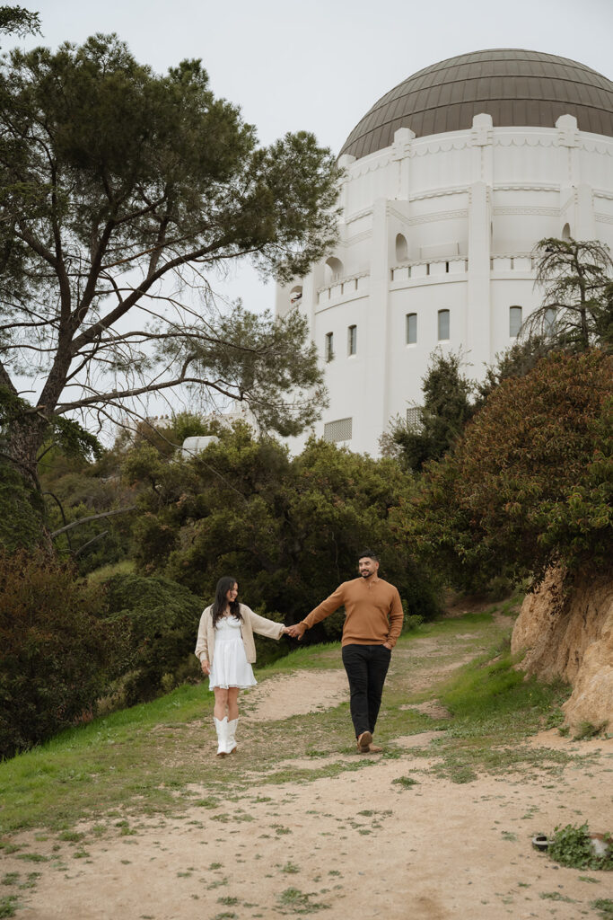 romantic engagement session at Griffith observatory 