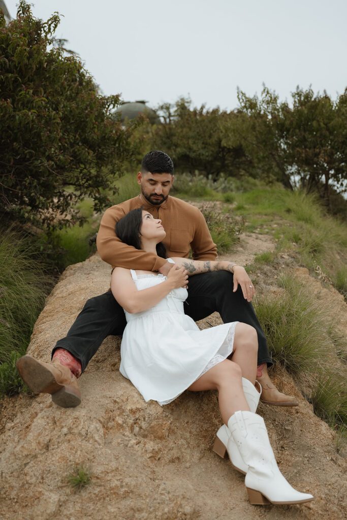 newly engaged couple at their romantic photoshoot