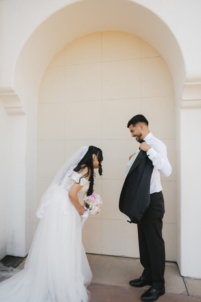 cute couple heading to their ceremony