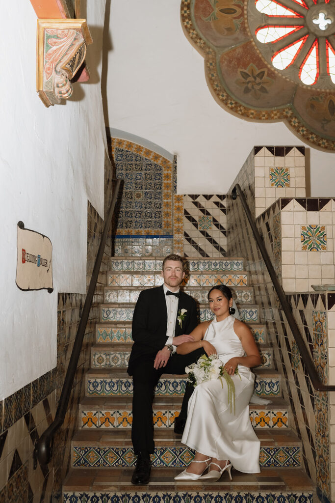 couple posing for the camera during their bridal session