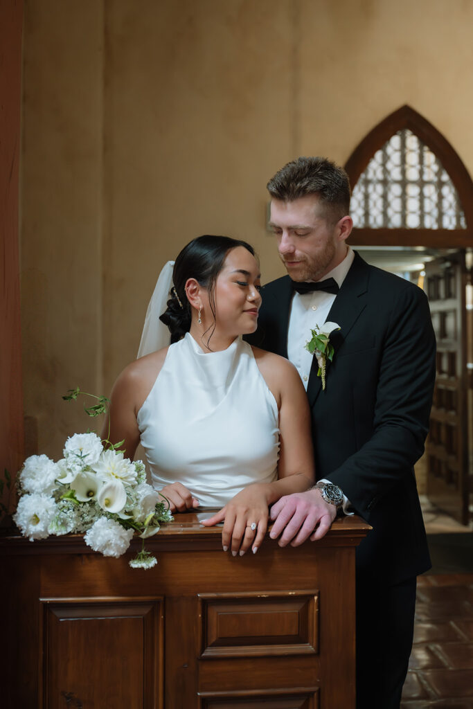 bride and groom at the courthouse