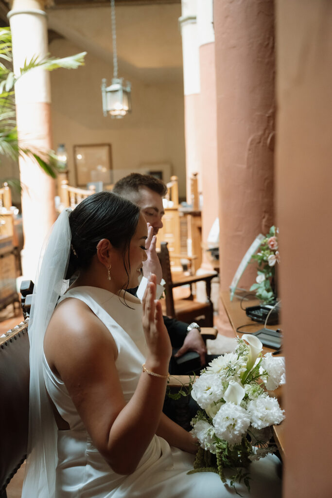 bride and groom before their ceremony