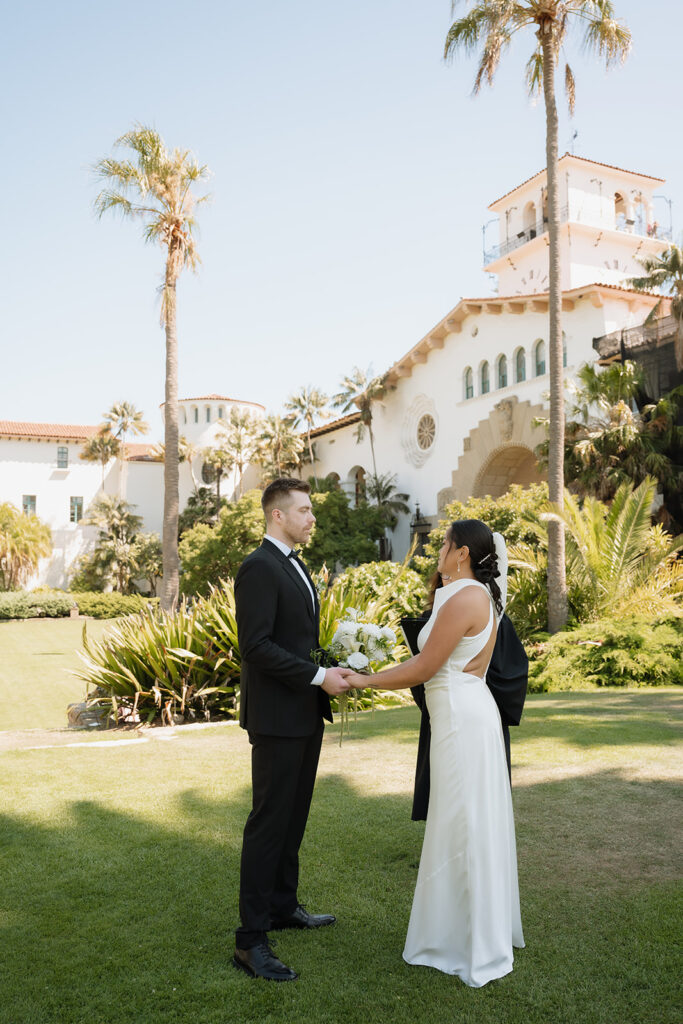 Bride and groom at their romantic ceremony