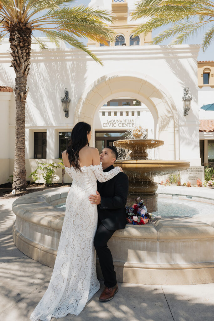 Happy couple of their intimate and romantic wedding