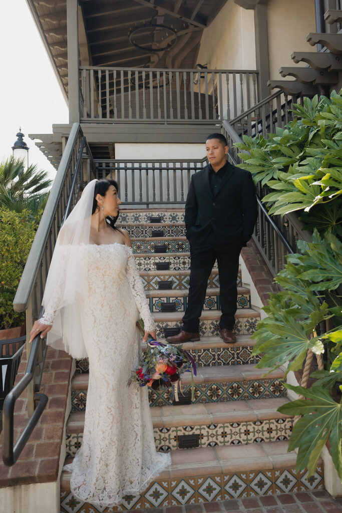 Couple posing for the camera during their bridal portraits